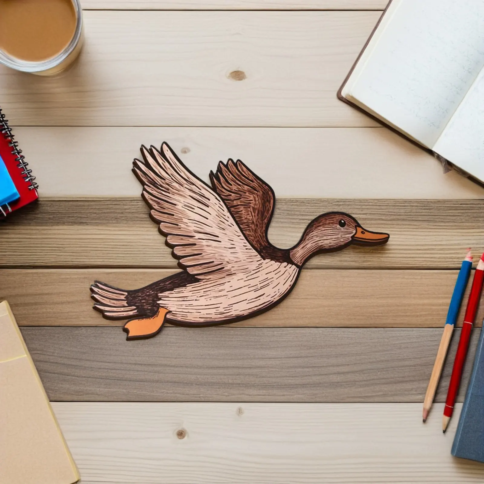 3Pcs Wooden Duck Wall Decor Rustic Farmhouse Mallard Sculpture Set Hand Carved Natural Wood Wall Art for Living Room Study