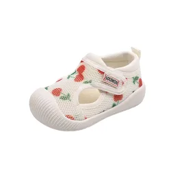 2023 New Summer Baby First Walkers Mesh Breathable Toddler Girls Shoes Soft Sole Cute Print Tennis Fashion Infant Shoes EU15-25