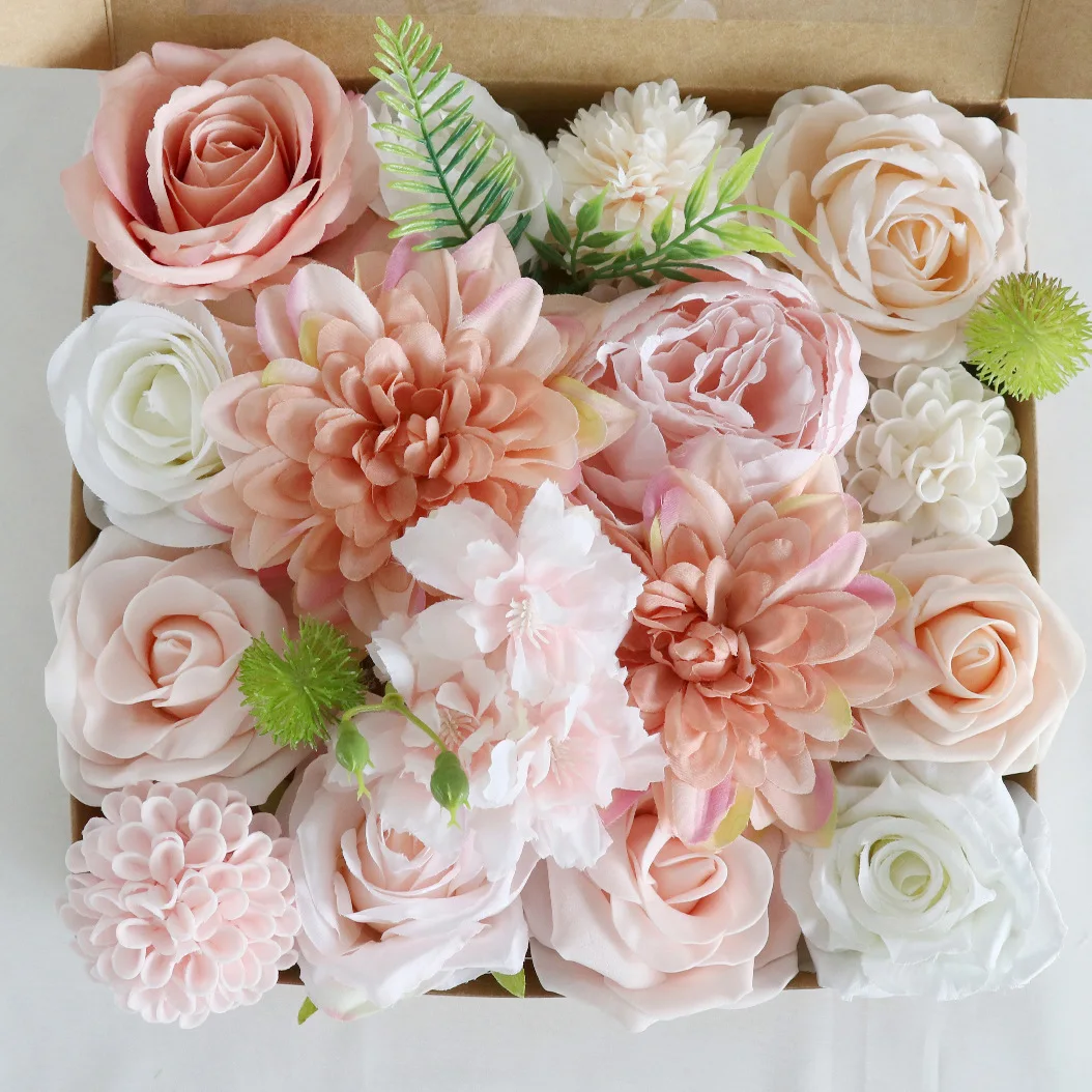 Yannew Multi-use Artificial Flowers Combo Box for Wedding Bridal Bouquets Table Centerpieces Arrangement Baby Shower Cake Decor