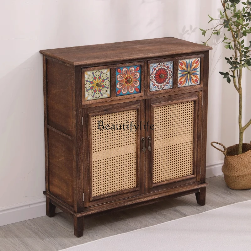 

13Solid wood bedroom storage drawer type chest of drawers fully equipped American living room locker