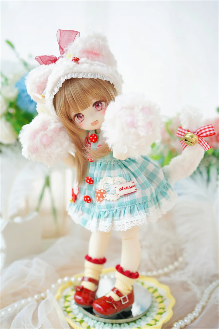 BJDドールシューズ 1/6 ガールズ ラウンドトゥ サイドリボン 光沢 レッド ピンク ホワイト 木目底 小さな革靴 ギフト ドールアクセサリー