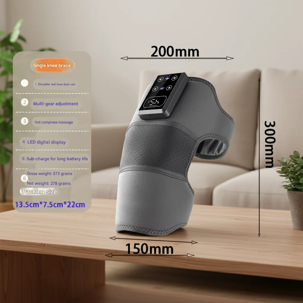Adjustable Smart Knee Massager, Electronic Pulse Heating, Vibrating, Wireless Remote, Timing Control, Pain Relief