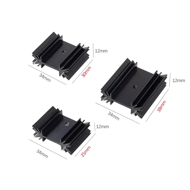 5 Pcs TO-220 Triodo MOS Transistor Tubo Dissipatore di Calore Del Radiatore di Raffreddamento 34X12MM H25mm H30mm H38mm Dissipatore di Calore FINNI IC Radiatori In Alluminio