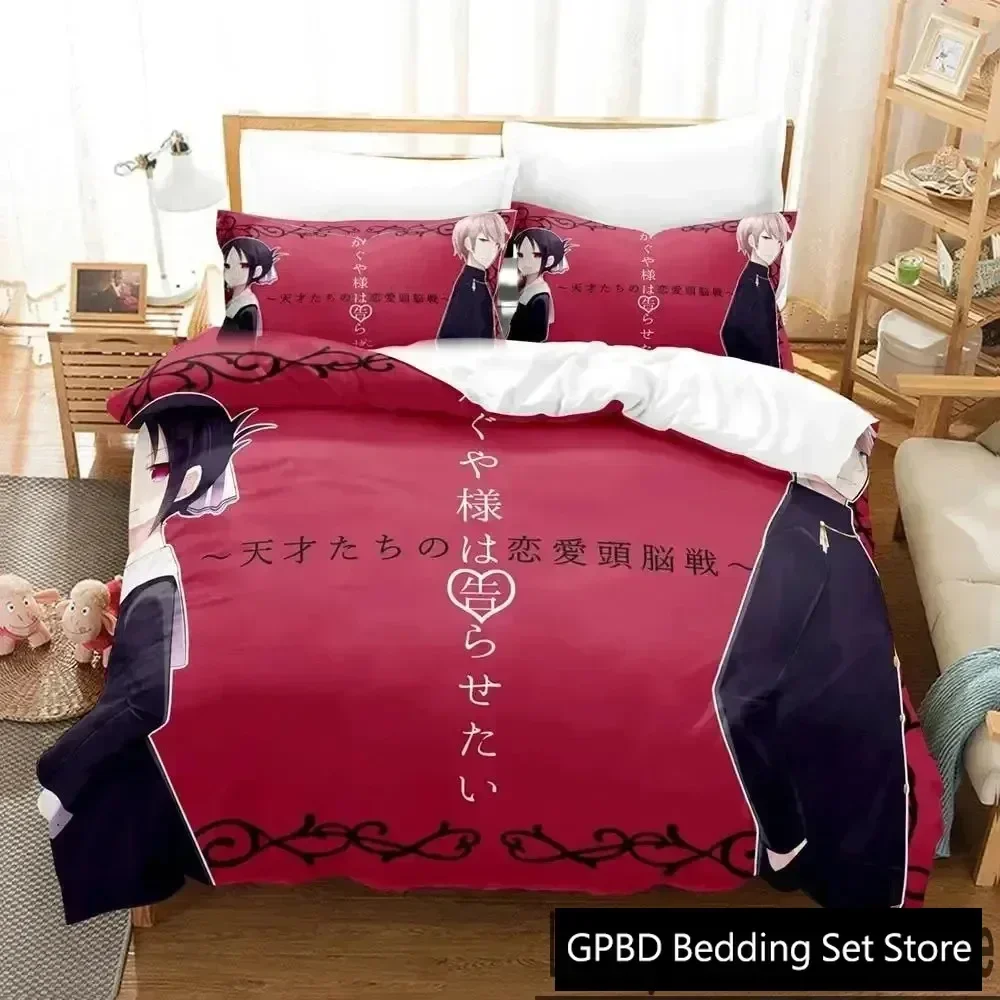 

Luxury New 3D Print Anime Kaguya-sama Love Is War Bedding Set Duvet Cover Bed Set Quilt Cover Pillowcase Queen Size Boys Adult