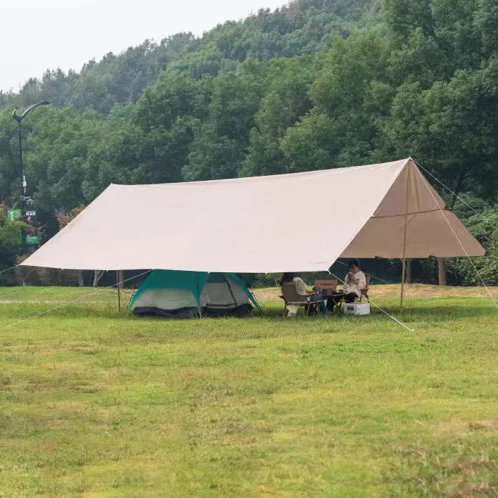 Without Poles 6*8m Large Canopy Waterproof Oxford Silver Coated Outdoor Camping Awning Sunshelter Tarp More Hanging Points new
