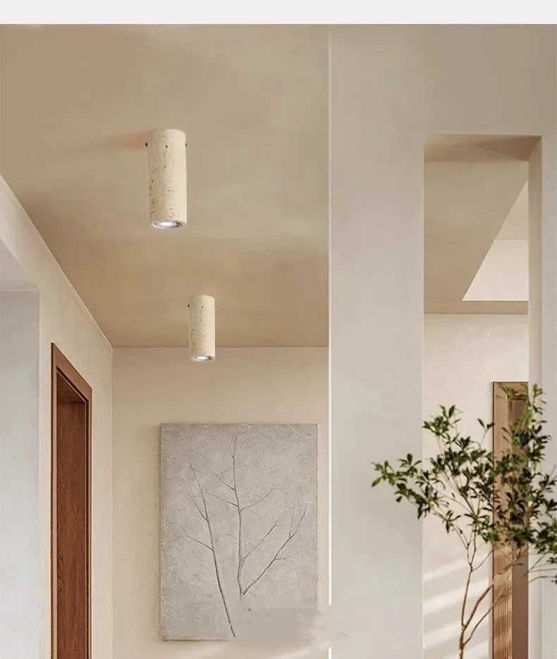 

Yellow limestone cylindrical ceiling light, modern minimalist entrance channel light, creative retro light YX568TB