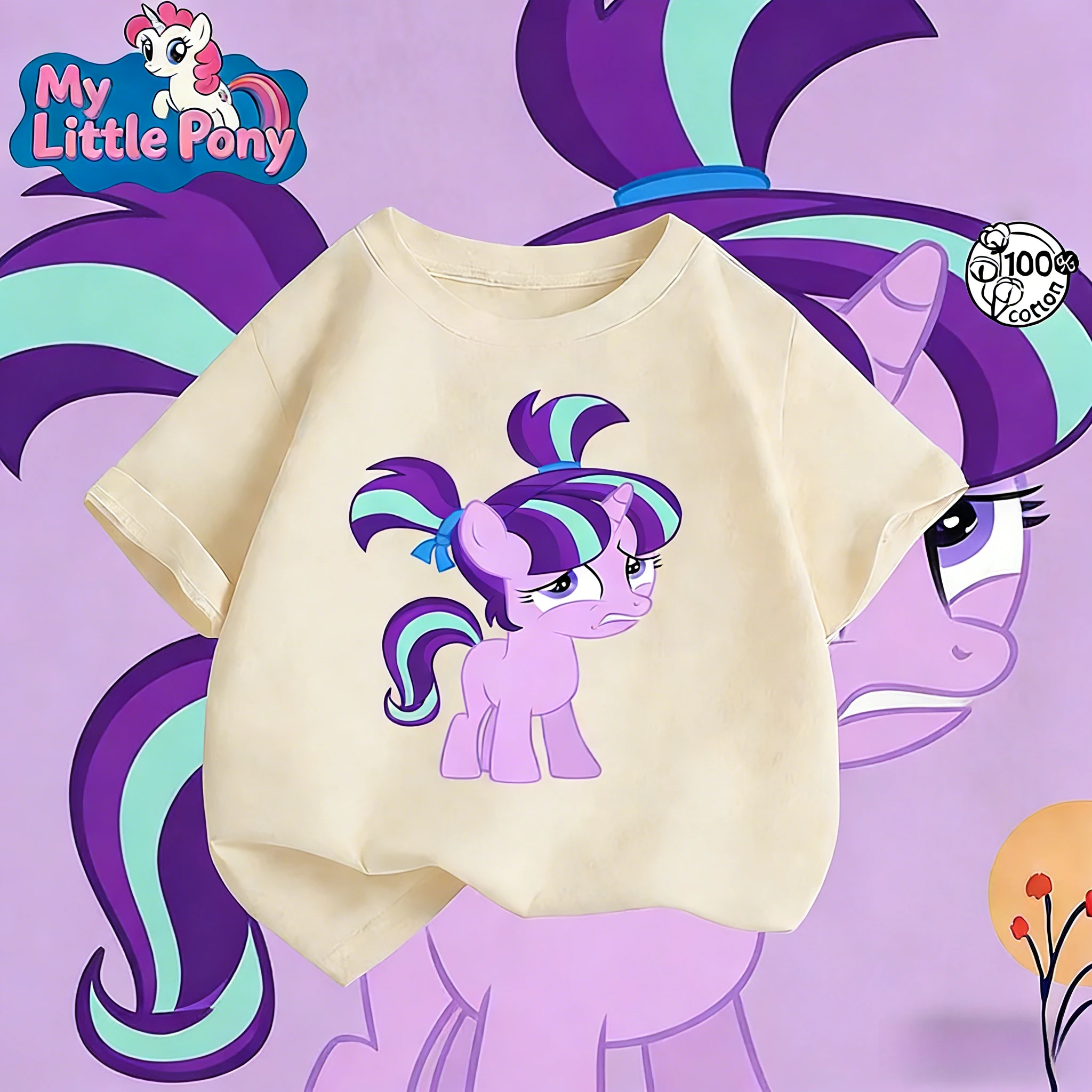 

Футболка My Little Pony 2025-26, летняя, с аниме-принтом, 100% хлопок, бренд Hasbro, для детей и унисекс, повседневная, свободная, дышащая