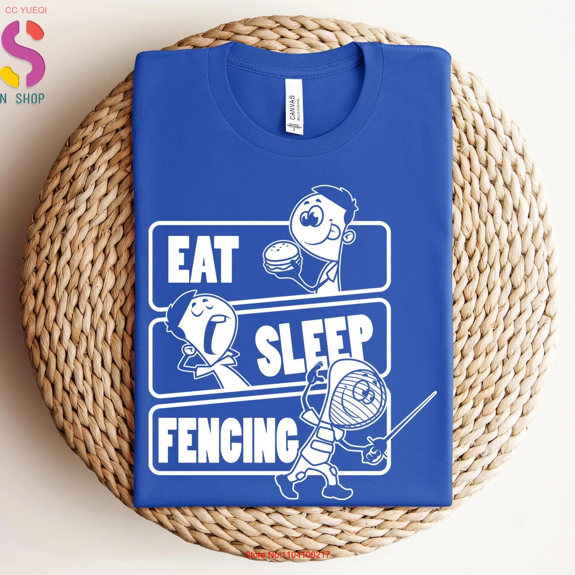 Eat uyku eskrim T Shirt Epee folyo Saber Fencer uzun veya kısa kollu