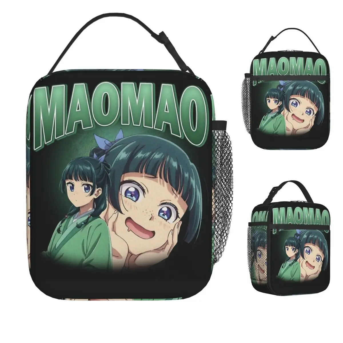 Maomao لطيف الأخضر شخصية الغداء حقيبة يوميات الصيدلية الشاطئ علب الاغذية للطفل حمل أكياس الغذاء حقيبة للحفاظ على البرودة مقاوم للماء #1