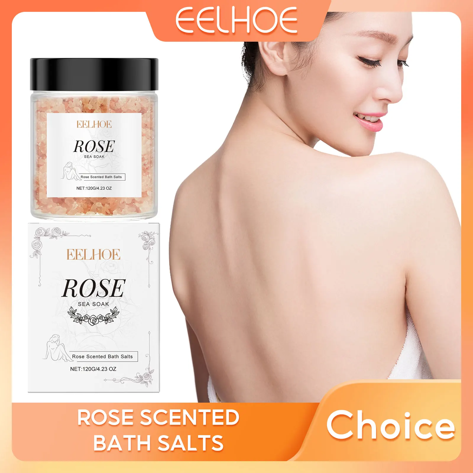 EELHOE Rose Scented Bath Salts Mineral Salt Stress Relief Exfoliating Moisturizing Fragrances Skin Smooth Skin Care Products