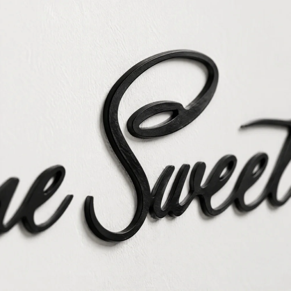 Sweet PVC Wall Sticker Decals 10x60cm Self-Adhesive Wall Letter Stickers Black Letter Design Vinyl Wall Art Home Room Decoration