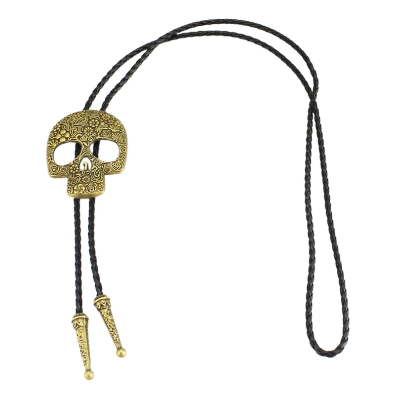 

Unique Handmade Braided Skull Bolo Tie Cowboy Necktie Bola Tie Necklace