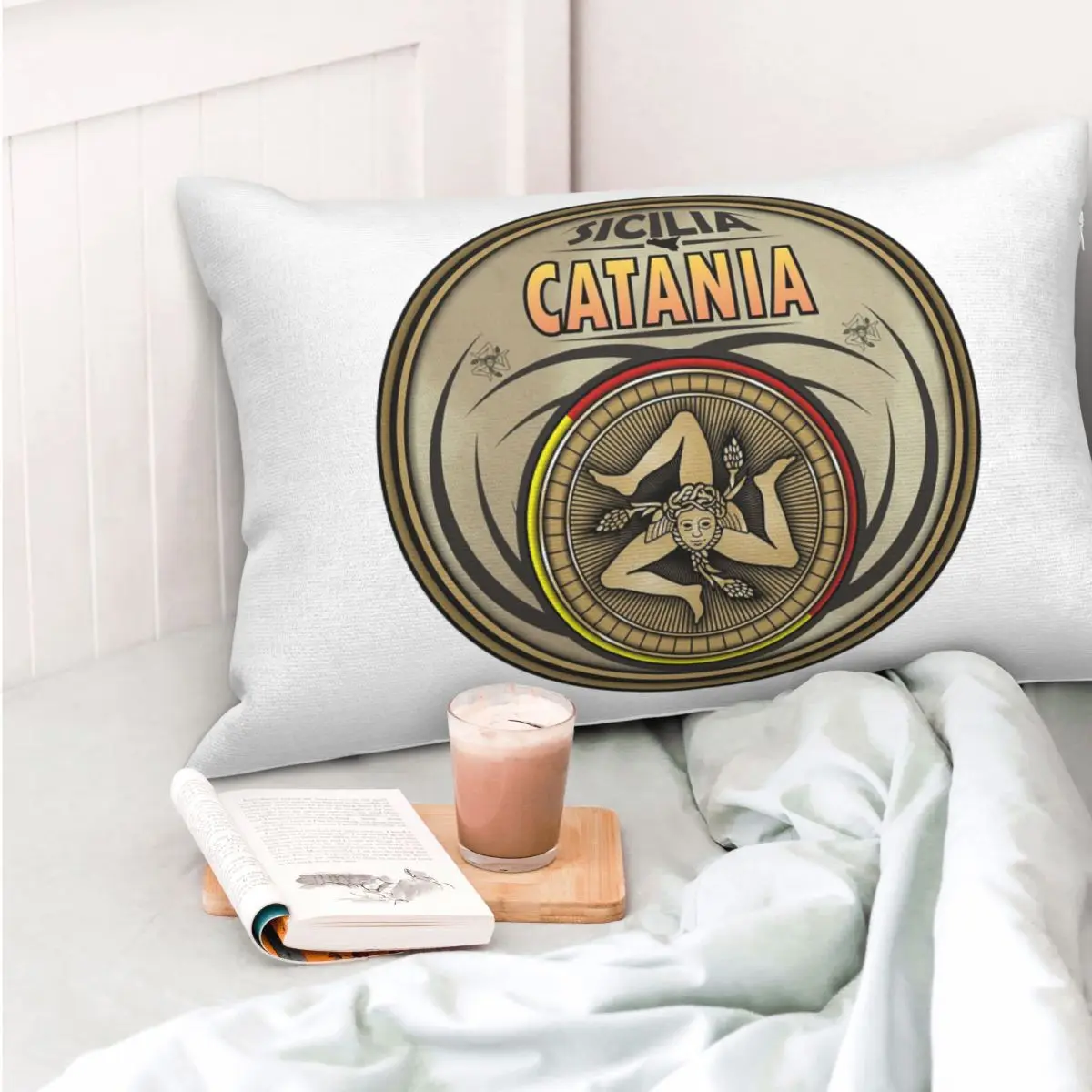 Catania Sicilia Sicily Trinacria Symbol Rectangle Pillowcase Cushion Cover Decorative Bedroom Bed Home Comfort Throw Pillow
