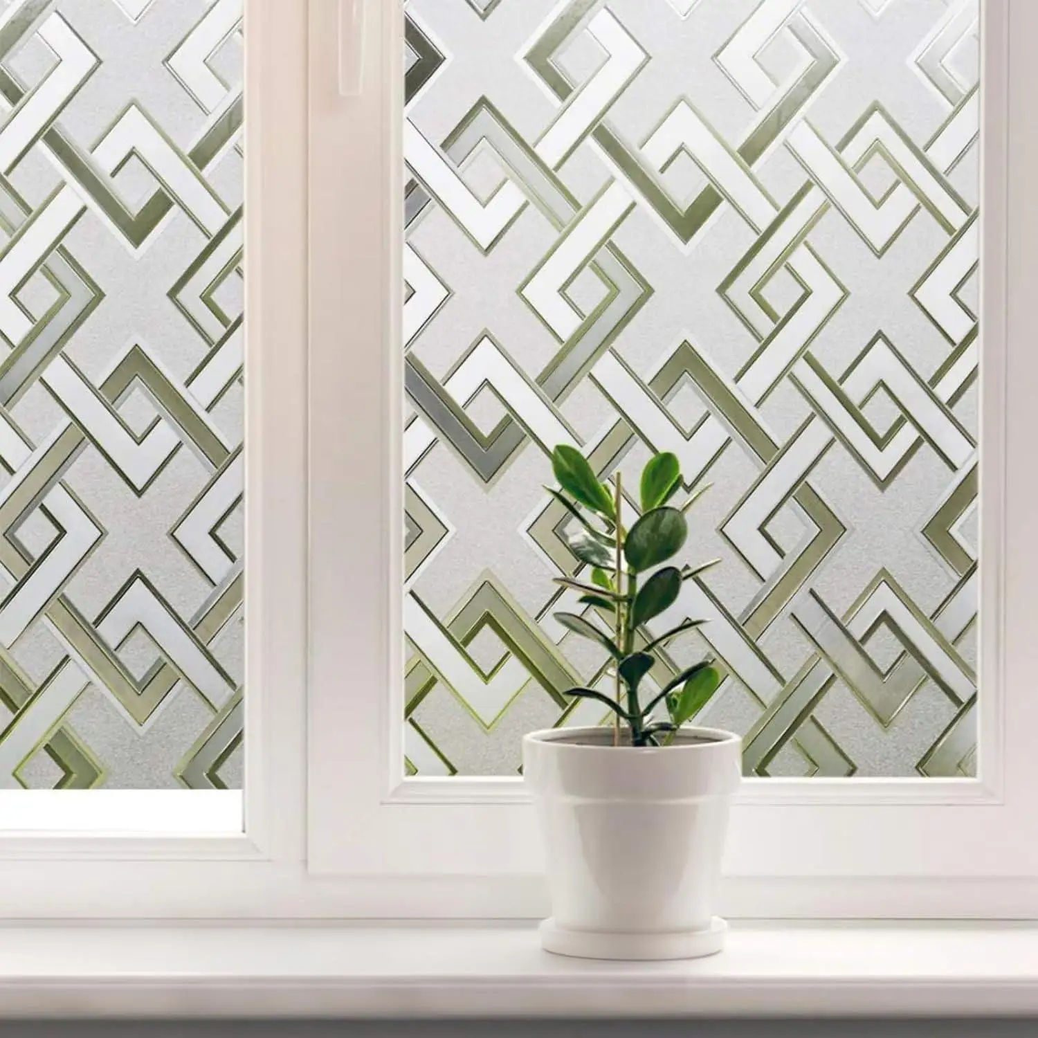 Fensterfolie, Sichtschutzfolie, 3D, kein Kleber, Glasaufkleber, Rautenmuster für Glastüren, Badezimmer, Wohnzimmer, Büro
