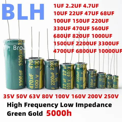 2-50PCS 35V 50V 63V 80V 100V 160V 200V 250V High Frequency Low ESR Aluminum Capacitor 1UF 2.2UF 4.7UF 10UF 22UF 47UF 68UF 100UF