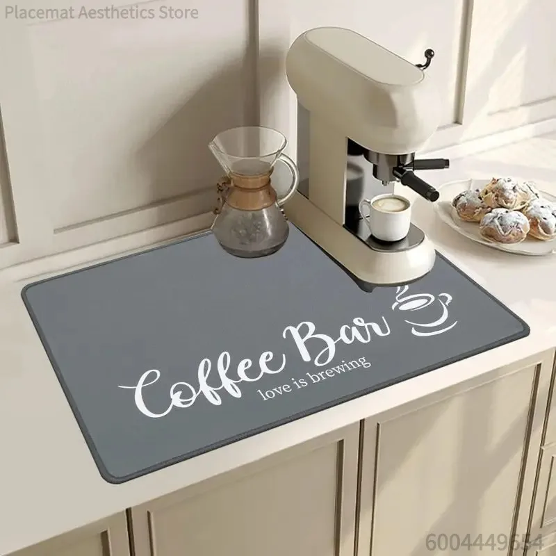 VIKAMA Coffee Cup Drying Mat Non-slip Absorbent Mat Diatoms Tableware Kitchen Counter Drain Mat Coffee Bar Drain Mat