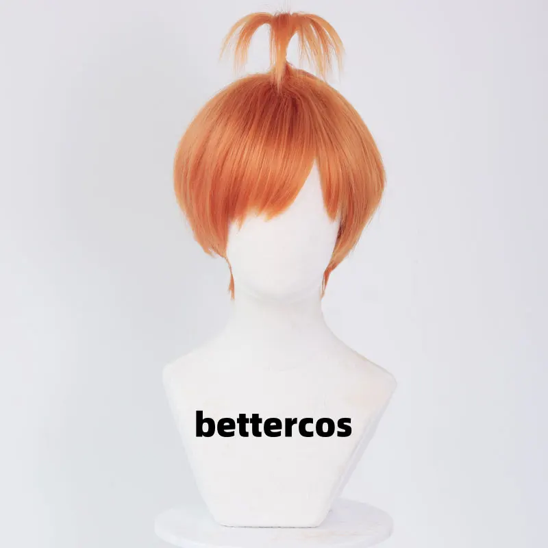anxiety Orange Wig Cosplay Wig Short Orange Curly Heat Resistant Synthetic Hair Wig