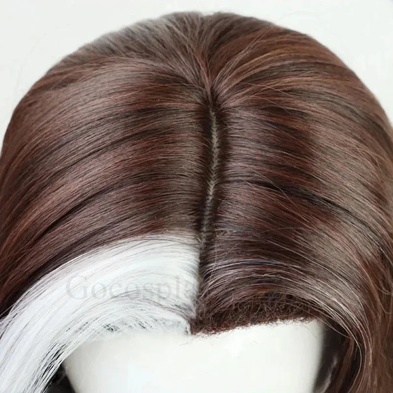 zz04zz12Hades Wig Emet-Selch Cosplay Boss Brown Short Curly Synthetic Hair Heat Resistant Halloween Role Play