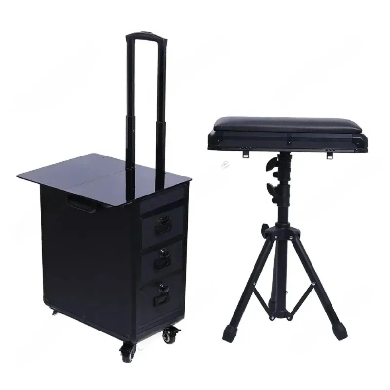 Portable High-Capacity Tattoo Artist Tools Storage Box Dual-Purpose Draw-Bar Arm Bracket Suitcase Trolley Bag for Easy Transport