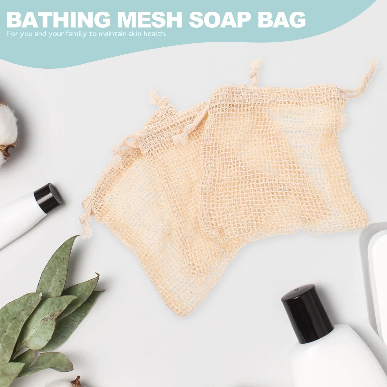 

8pcs Drawstring Foaming Pouch Bathing Storage Portable Cotton Face Body Cleansing Saver Maker Shower Drainage