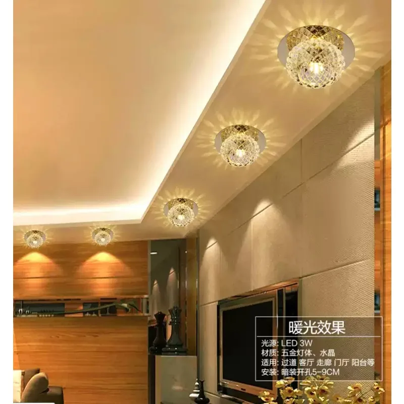 Everbright Store 2026 New Led Spotlights Aisle Lights Corridor Lights  Round Crystal Ceiling Lights Downlights Ceiling Lamps