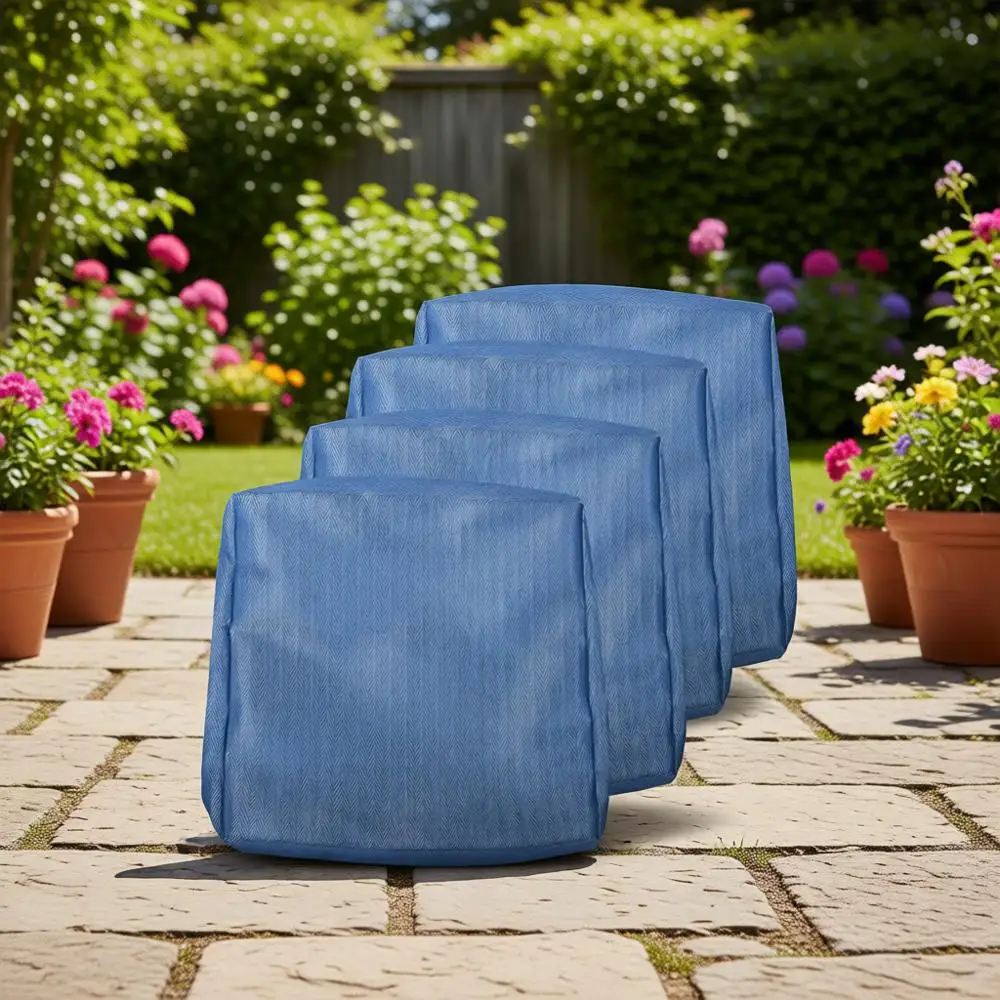 

Моющиеся, устойчивые к УФ-излучению чехлы для сидений уличных стульев с узором «ёлочка», водонепроницаемые сменные чехлы для улицы, 4 шт., 22x22x4, синие