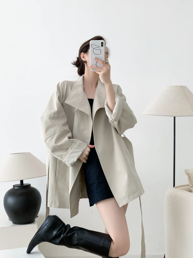 

WTT женское белое пальто с воротником-стойкой Briti Sle, весенне-осеннее пальто из смеси хлопка и полиэстера, удобное пальто