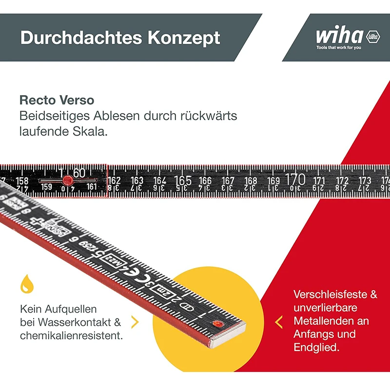 Wiha 37067 Folding Ruler LongLife Plus Composite 2m