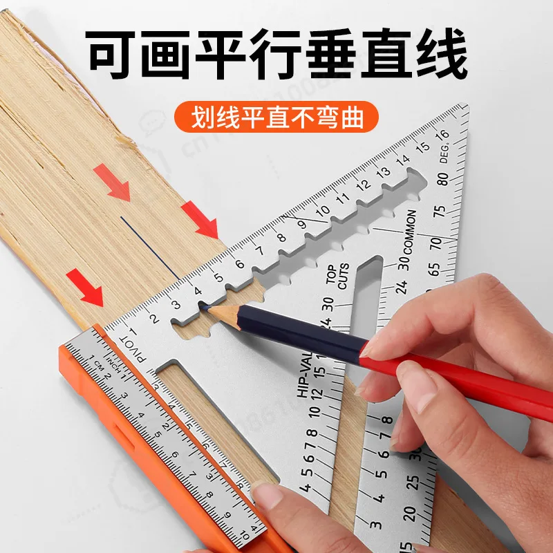 Multifunctional Aluminum Alloy Triangle Ruler Woodworking Level Protractor 90 45 Degree Square Measuring Tool