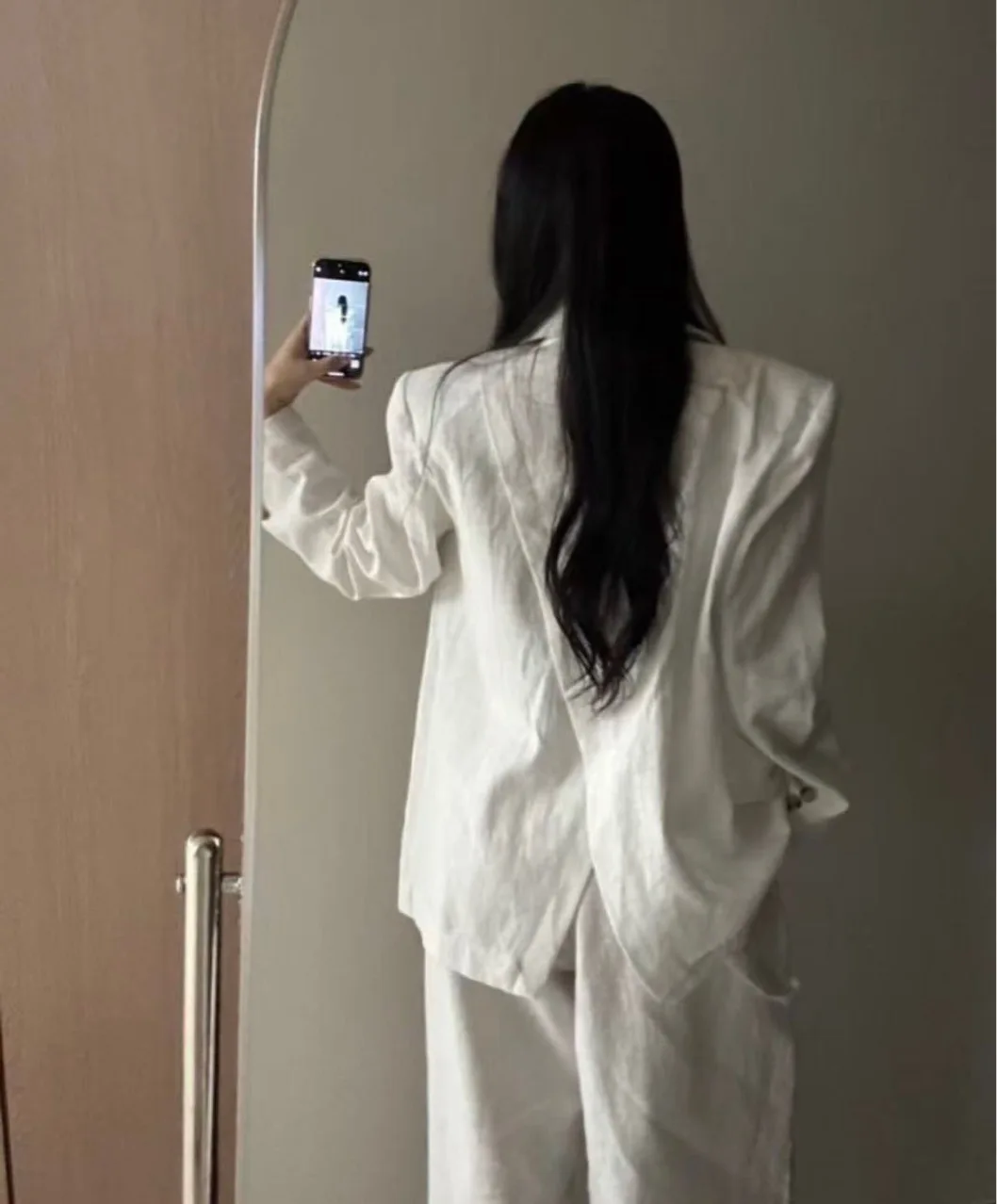 SuperAen Korean Style Women's Spring New Casual Wide-leg Pants Fashion Single Button Simple Coats Two-piece Sets