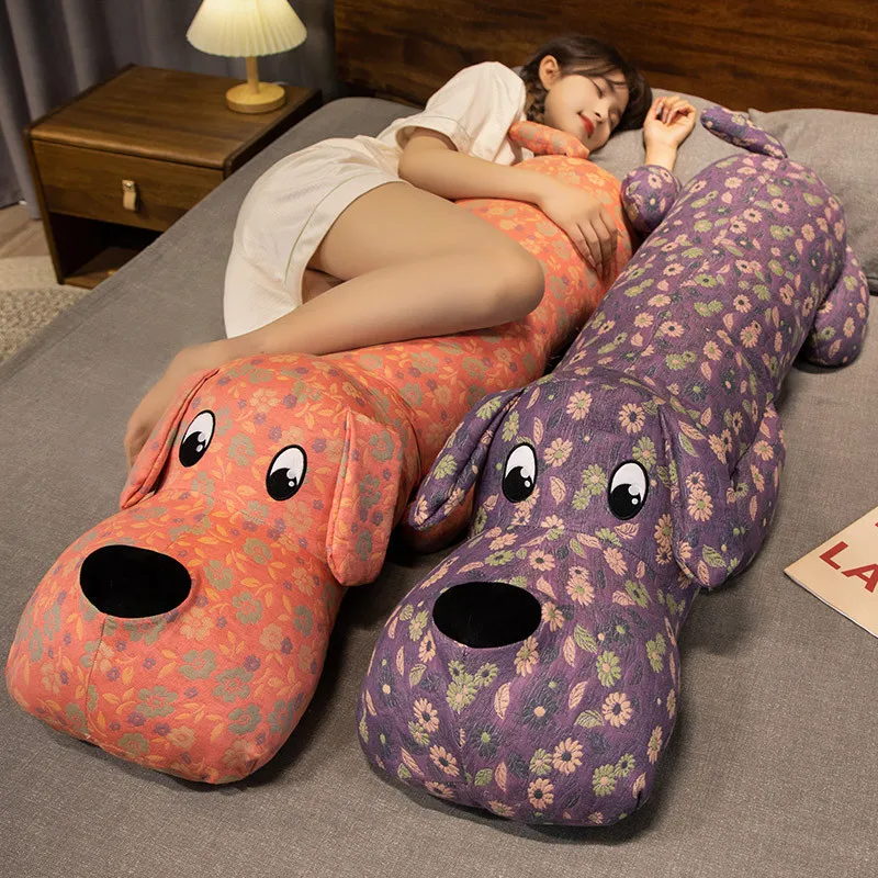 Kawaii Cartoon Lying Dog Long Pillow Soft Cushion Plush Puppy Doll Bed Sofa Pillow Bedroom Home Decor