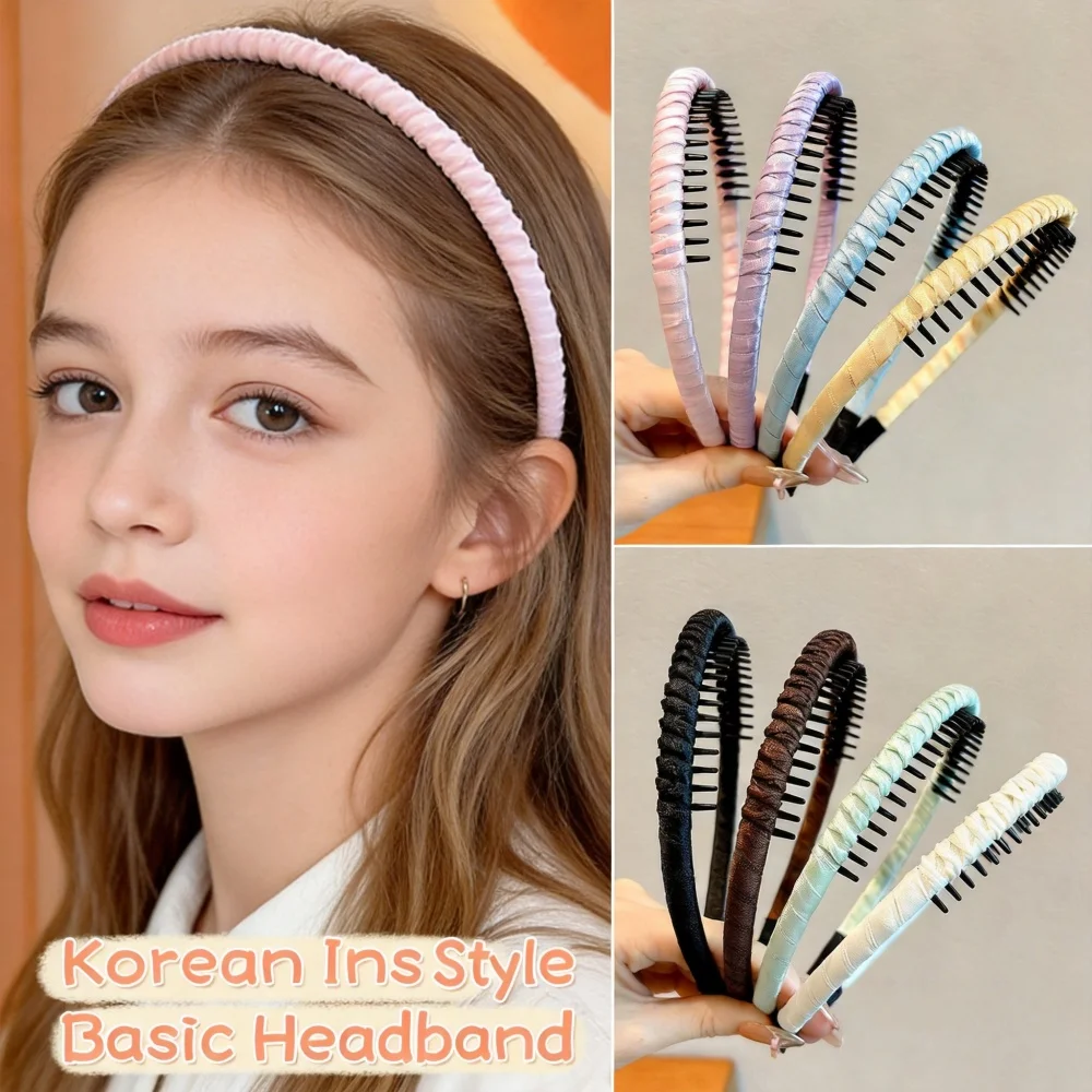 Cute Candy Colors Wrap Cloth Teeth Hairbands For Girls Sweet Hair Ornament Non-slip Headband Hair Band Fashion Hair Accessories
