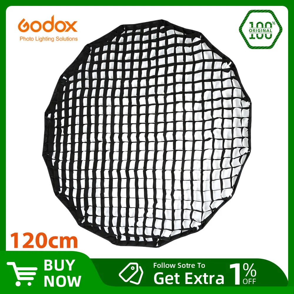 Godoxポータブルp120lp120h 120cmハニカムグリッド16ロッド深放物面