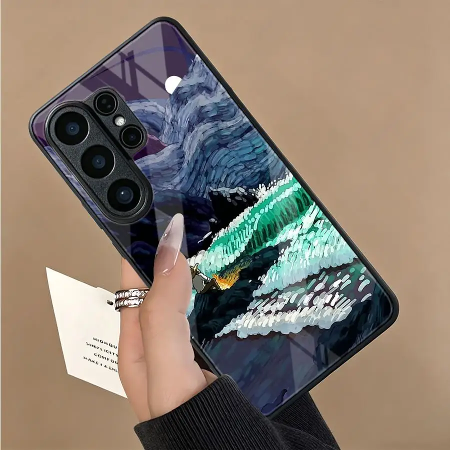 Glass Phone Cover Case for Samsung Galaxy S26 S24 Note 8 9 10 20 S21 S20 FE S23 Plus S22 S24 Ultra S9 S8 S10 Starry Night Van view 5
