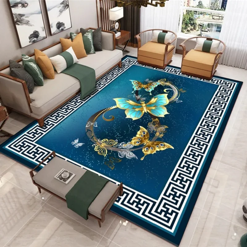 New Chinese Crystal Velvet Carpet Living room coffee table mat Simple light luxury European Chinese sand rugs bed blanket