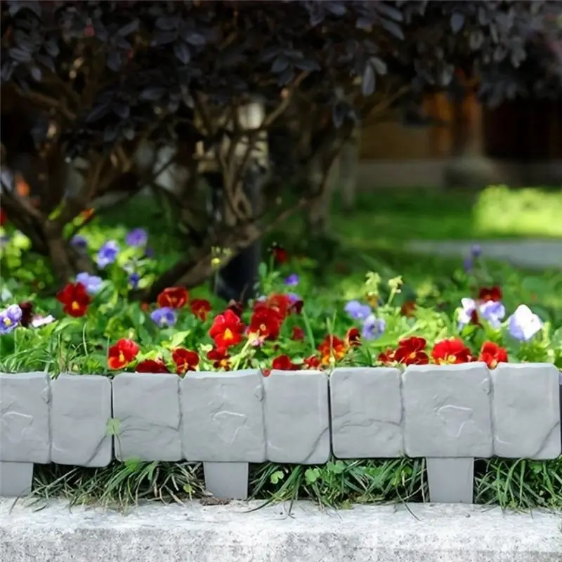 PZHI Garden Patio for Edge Border, Imitation Stone Fence Panels, Patio Outdoor Barrier Flower Bed Fence, 20Pcs Plastic Fence