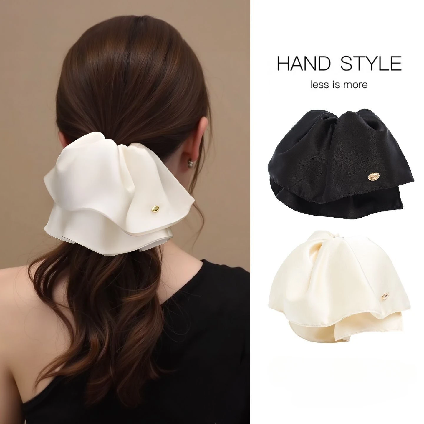 

Female Satin Bow Hairpin Ponytail Clip Two-layer Bowknot Ribbon Spring Clip Temperament Accessories Korean Fashion Elegant