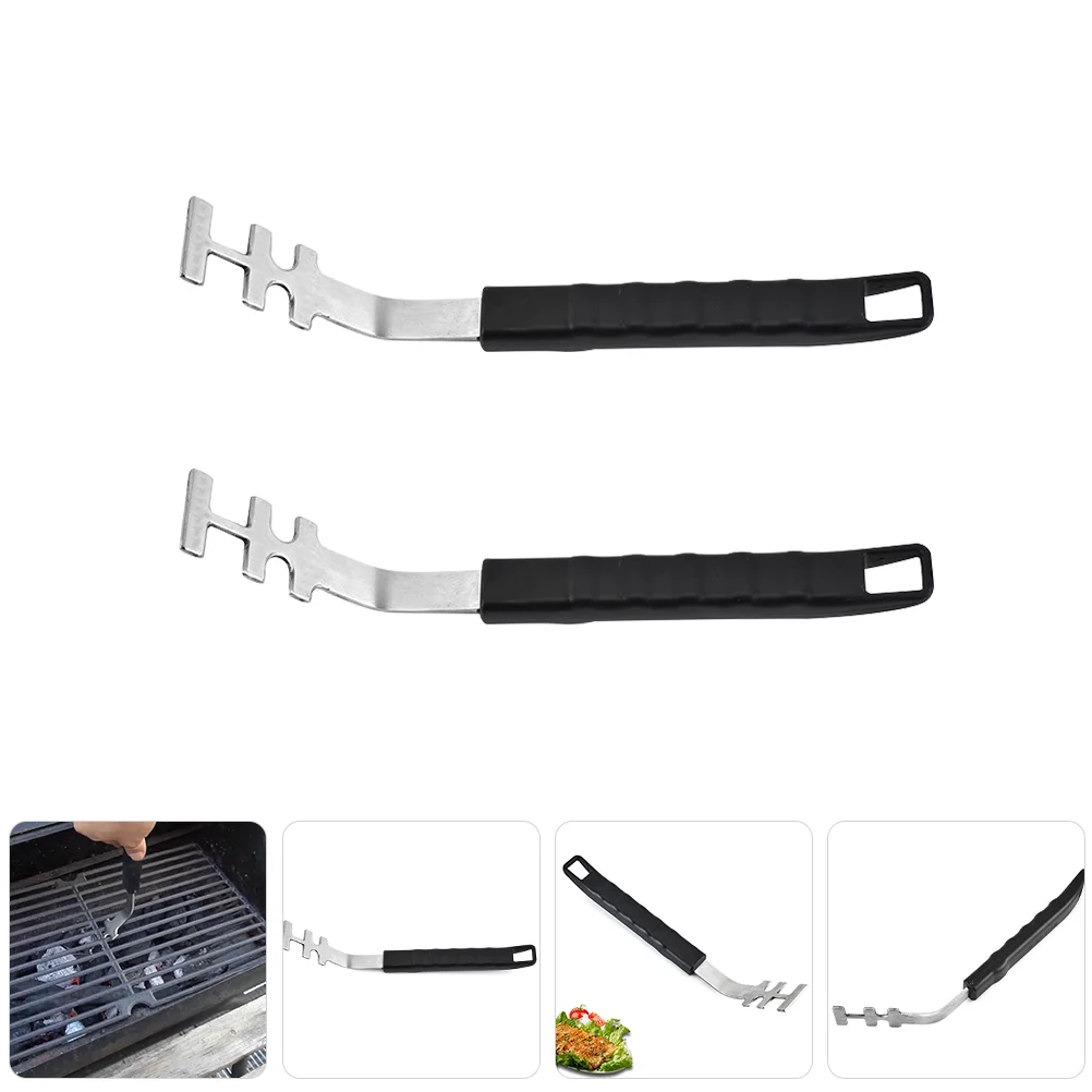 2 Pcs Steel Oven Net Handle Heat Resistant Grill Tool Rack Gripper Clamp Grill Grate Lifter for Kitchen Barware