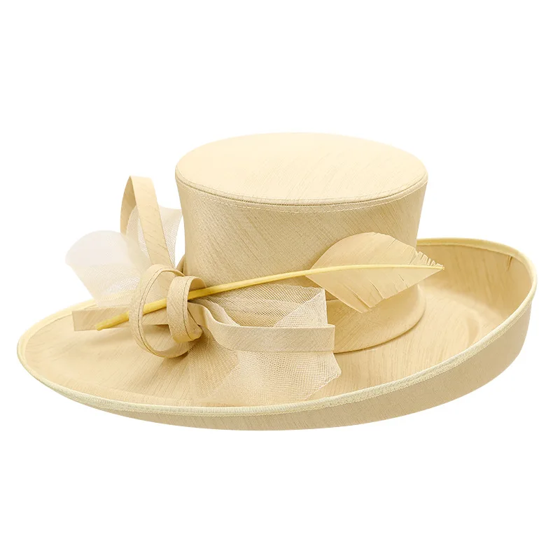 Unique Deluxe Mei red Church Hat Elegant Photography Top Hat Female Cocktail Fascinator Bowler Formal Hat for Women