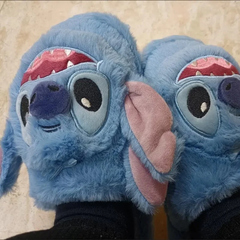 Anime Miniso Stitch Cotton Slippers Cartoon Cute Men and Women Couple Winter Warm and Thickened Comfortable Home Slippers Gift