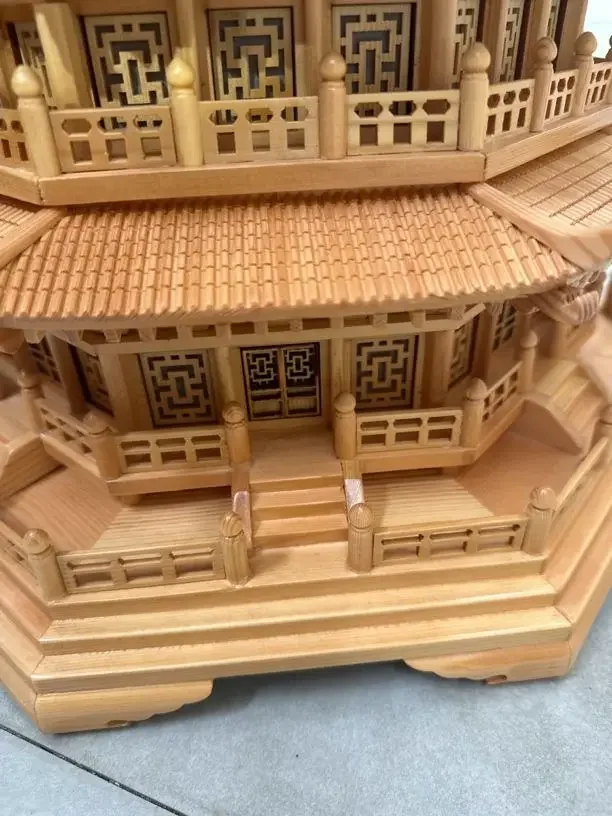 Ancient building wooden tower model nine-story octagonal exquisite tower wood carving ornament