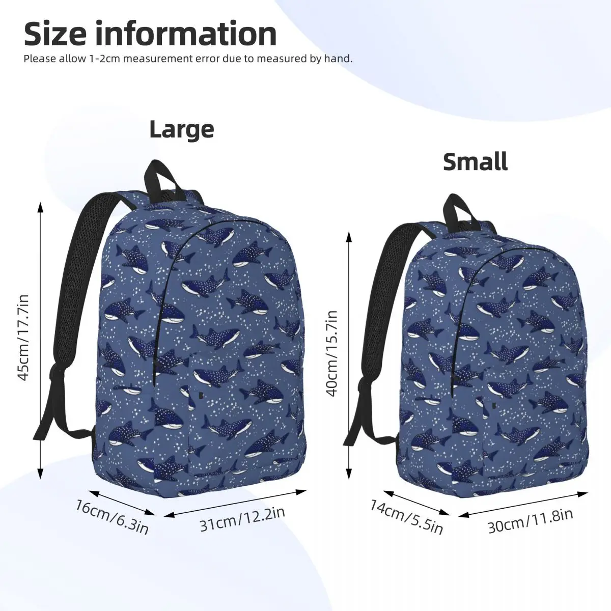 Starry Whale Sharks Fashion Backpack with Pocket High School Work Galactic Sea Giants Daypack for Men Women College Canvas Bags