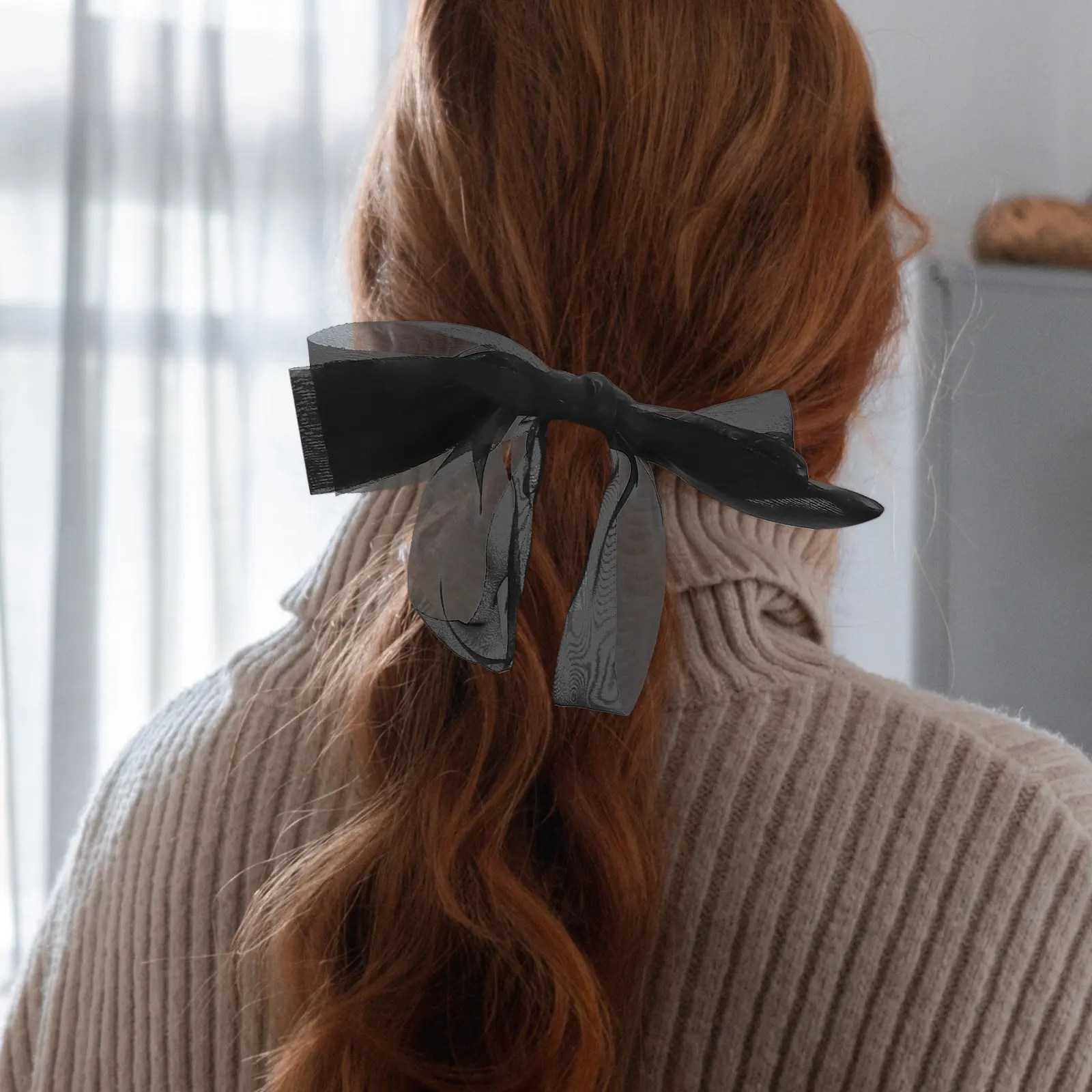 

4Pcs Large Banana Clip Hair Bows for Women Comfortable Lightweight Sturdy Plastic Cloth Hair Clamps for Daily Use Formal Casual