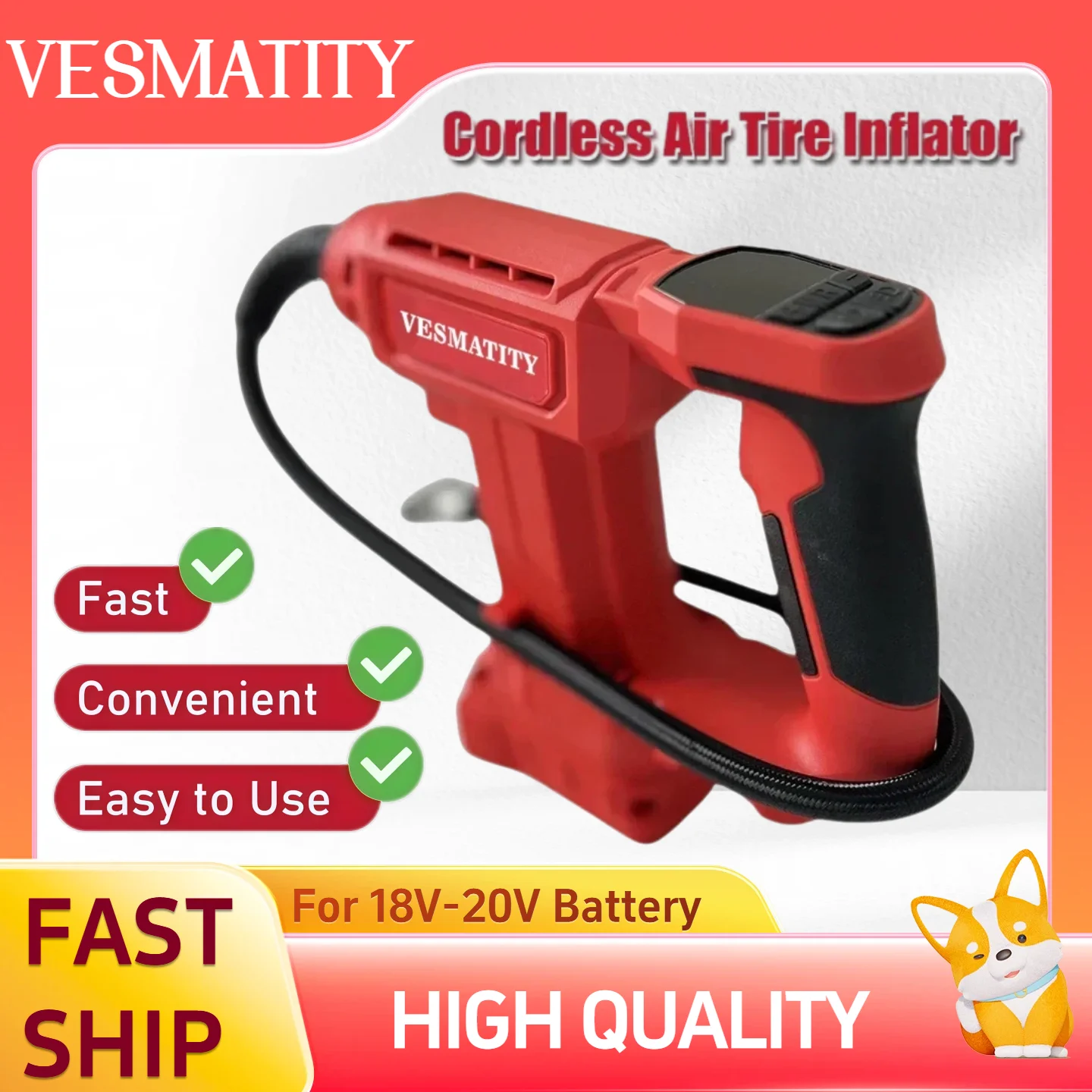 Electric Air Pump Cordless Car Tyre Inflator Portable Air Compressor  Fit Milwaukee  Battery for Cars Bicycles
