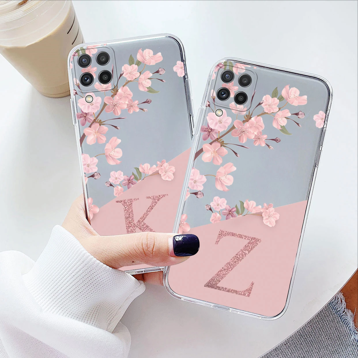 For Samsung A22 M22 4G Case Soft Slim Luxury A-Z Letters Back Cover Shockproof Fundas Clear Bags Bumper For Samsung Galaxy A22