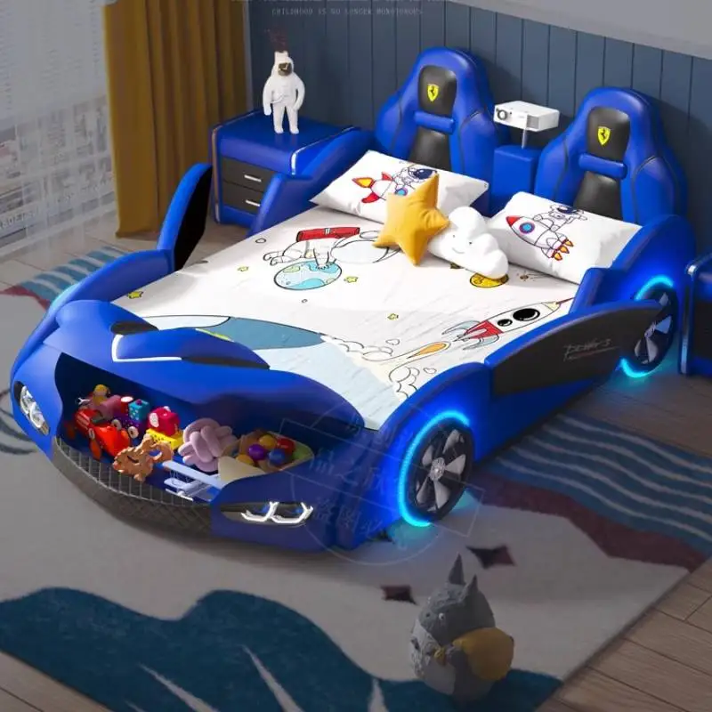 

#*t Nordic Car Shape Kids Beds Safety Toys Storage Single Design Boys Kids Bed Toddler Playpen Camas Infantiles Furniture Home.k