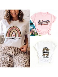 Retro Auntie T Shirt Best Aunt Shirt Women's Summer Funny Casual T-Shirt Harajuku Tops New Aunt T-Shirt Cool Gift for Sister