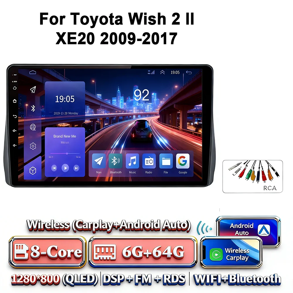Android 17 Carplay Android Auto 4G WIFI autoradio voor Toyota Wish 2 XE20 2009-2017 GPS DSP BT touchscreen multimediasysteem