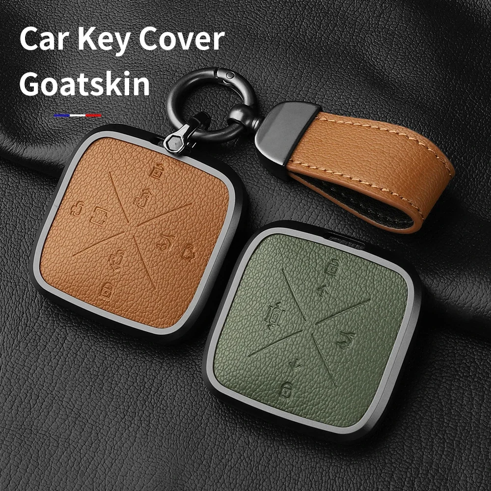8 Button Aluminum Alloy Goatskin Car Key Case Cover For Zeekr X 001 009 2022 2023 Car Key Case Protect Fob