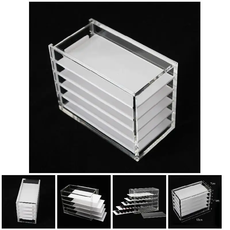 5 Layers Clear Eyelash Storage Box Makeup Organizer False Eyelashes Glue Pallet Holders 5 Layers Clear Portable Accessories